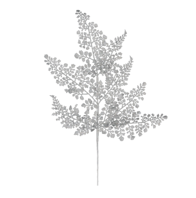 23"L Glitter Maidenhair Fern Spray (Silver)