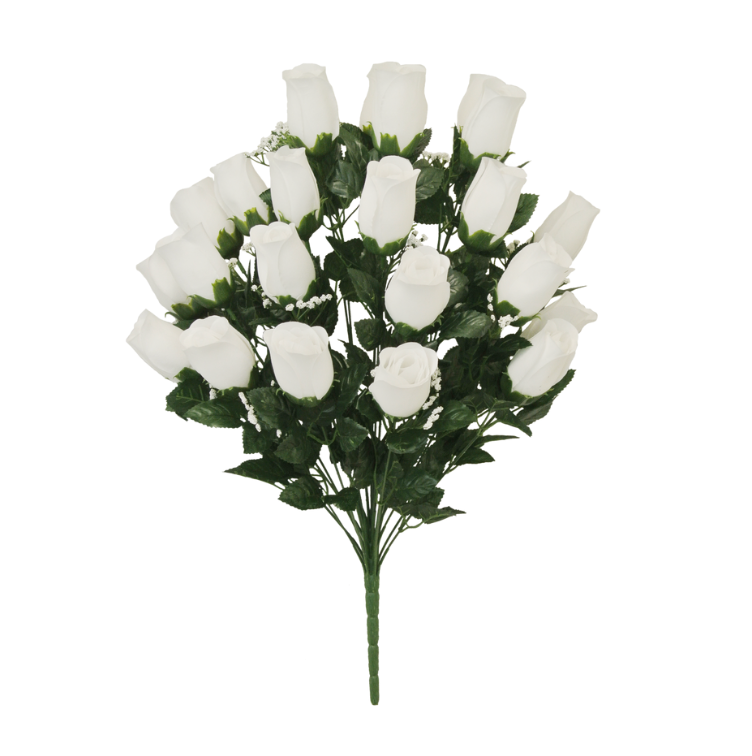 23" Printing Rose Bud Bush (White)