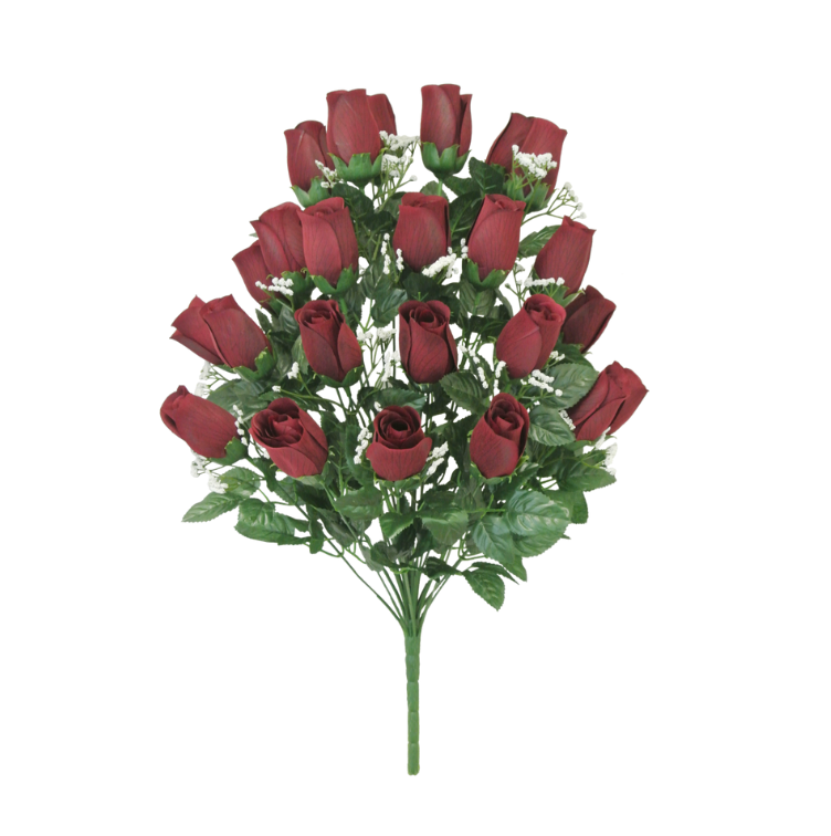 23" Printing Rose Bud Bush (Burgundy)