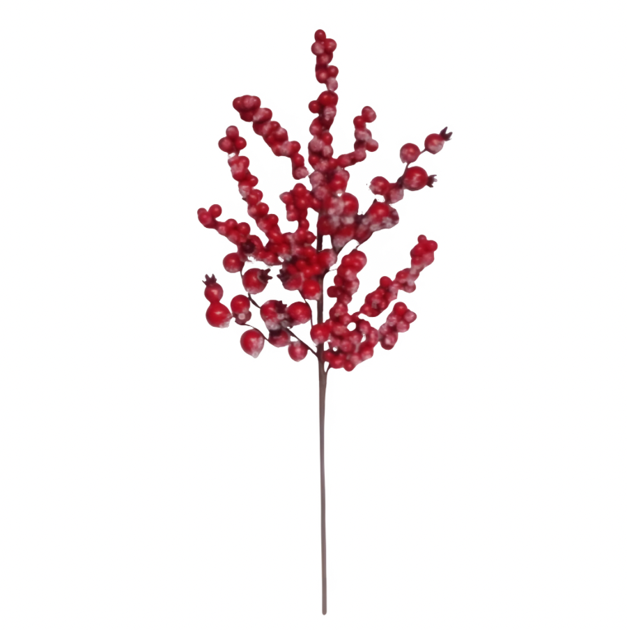 22"Wp Iced Glitter Crown Berry Spray