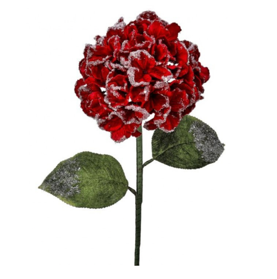 26" Snow Edged Velvet Hydrangea Stem
