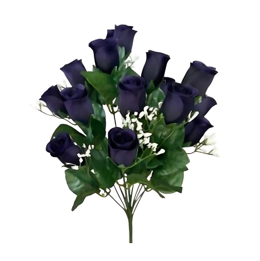 16" Lillian Rose Bud Bush x 14 (Black/Purple)
