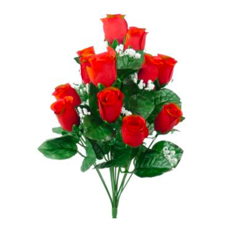 16" Lillian Rose Bud Bush x 14 (Flame Red)