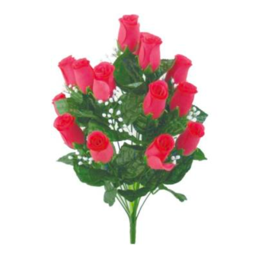 16" Lillian Rose Bud Bush x 14 (Hot Pink)