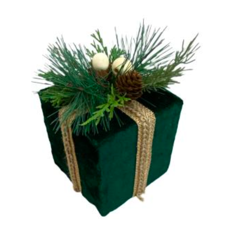7" Jute Velvet Gift Box (Green)