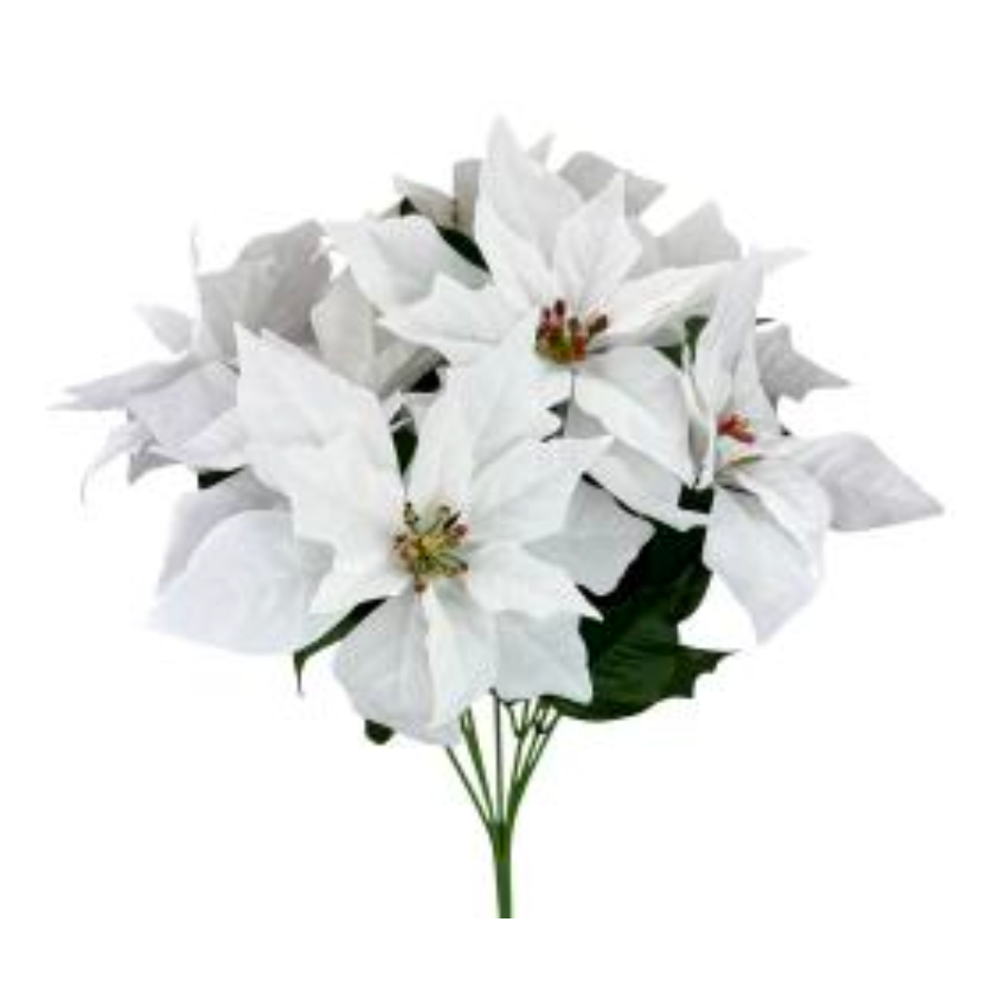 18" Poinsettia Bush (White)