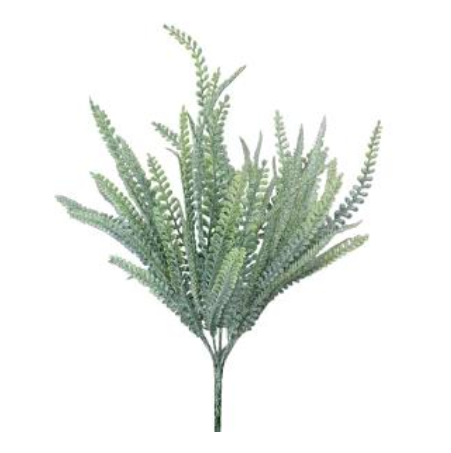 20" Plastic Leaves Bush (Iced) Button fern Beaded Grass