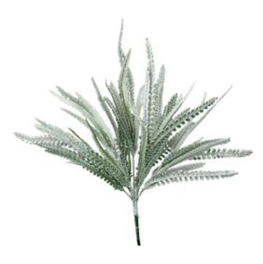 20" Plastic Leaves Bush (Snowy) Button fern Beaded Grass