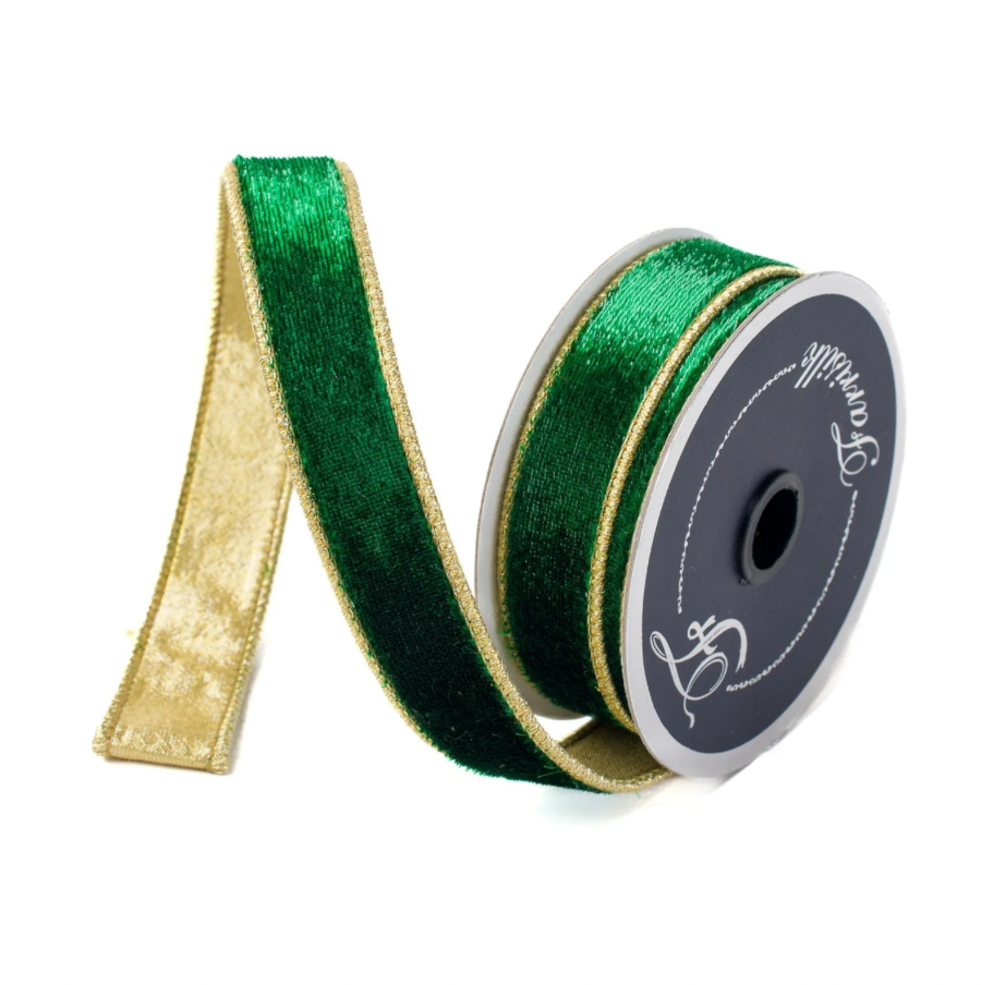 Farrisilk 1"X10YD Velvet Sheen (Emerald/Gold)