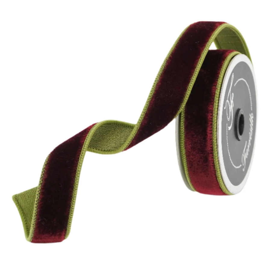 Farrisilk 1"X10YD 2 Tone Velvet (Burgundy & Olive)