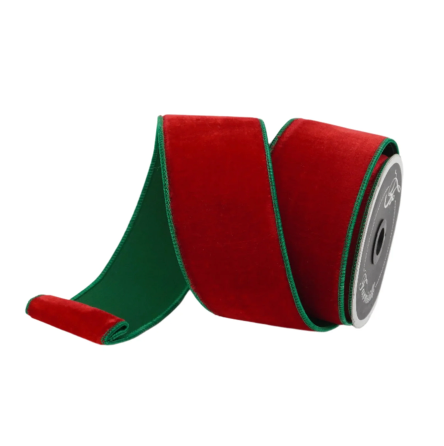 Farrisilk 2.5"X10YD 2 Tone Velvet (Red & Emerald)