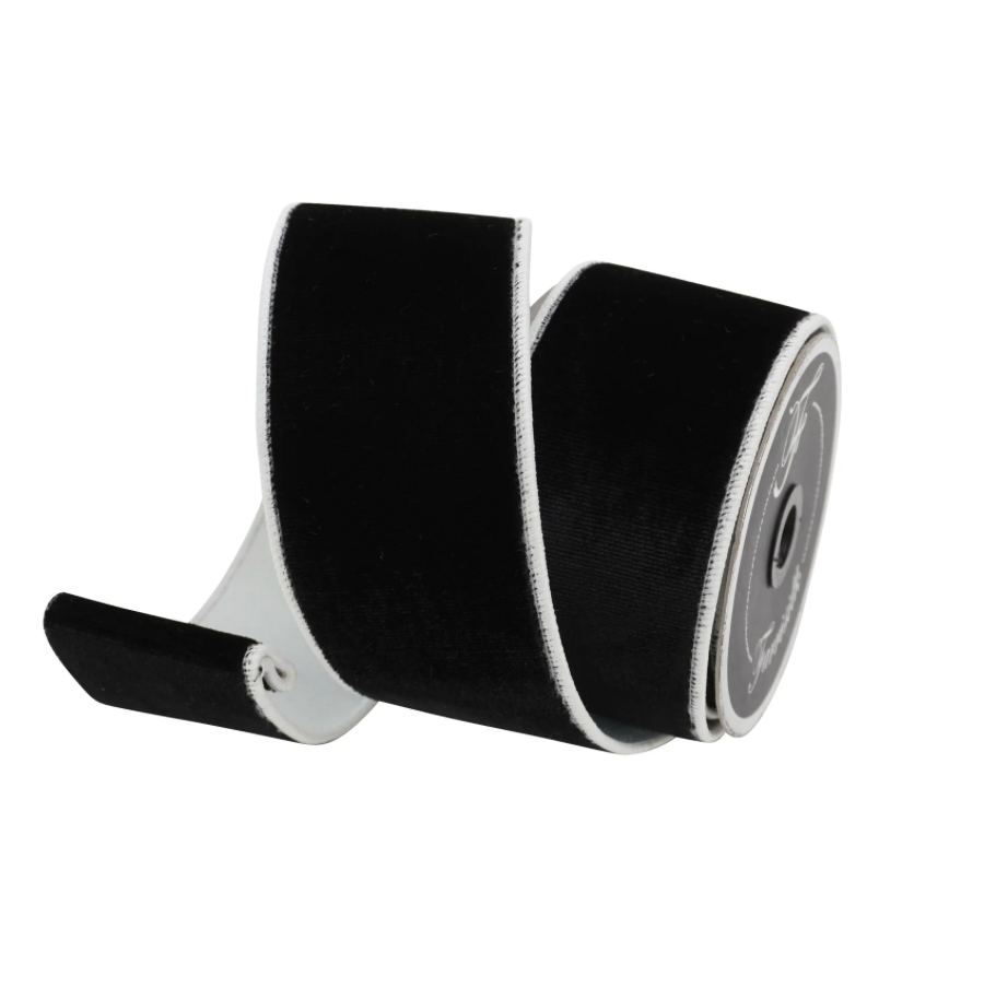 Farrisilk 2.5"X10YD 2 Tone Velvet (Black & White)
