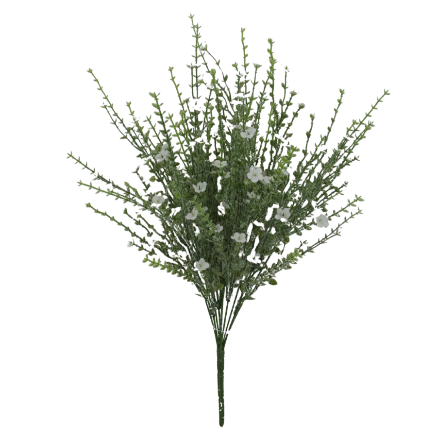 21" Plastic Flower Iced (White)