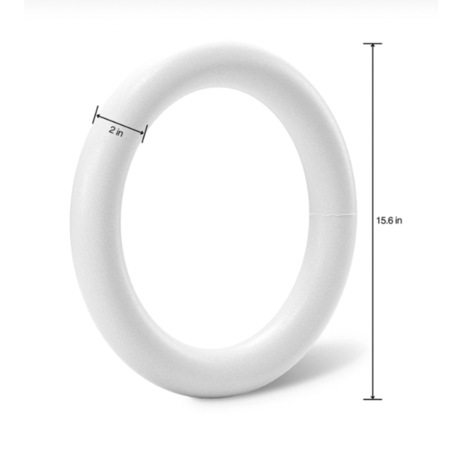 15.6" FloraCraft CraftFōM Extruded Wreath (White)