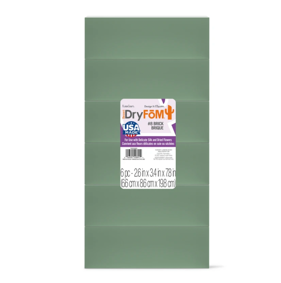 7.8" FloraCraft Desert DryFōM Brick (Green) 6 Pack