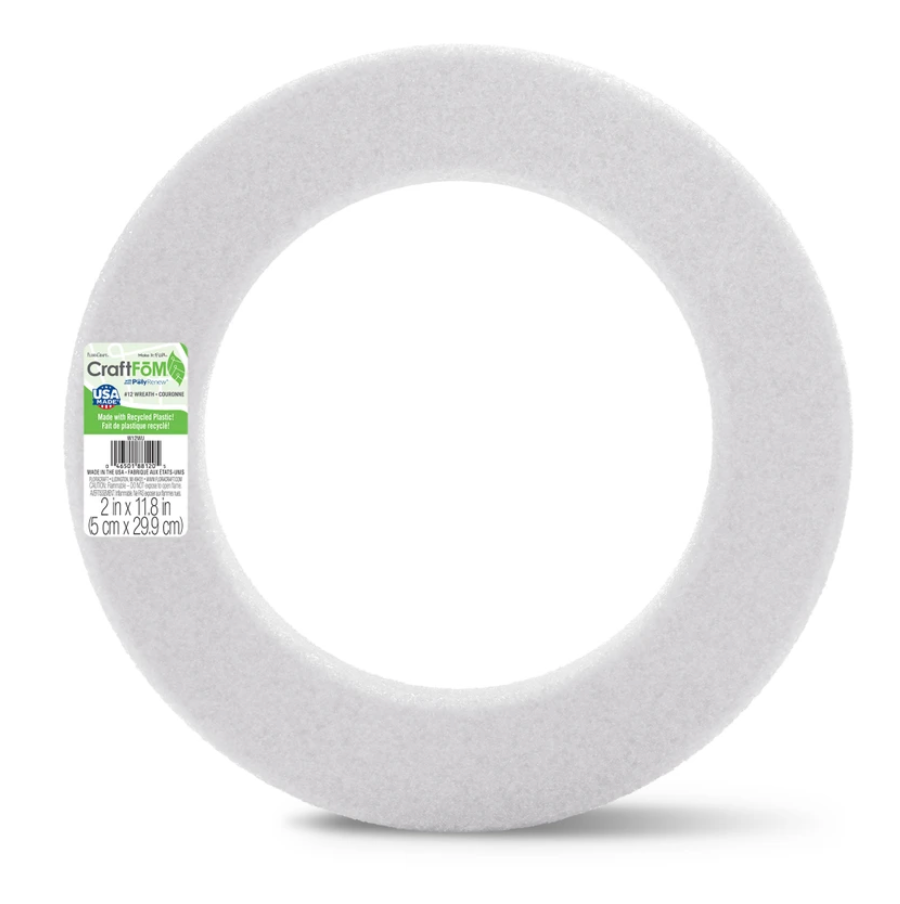 11.8" FloraCraft CraftFōM Beveled Wreath (White)