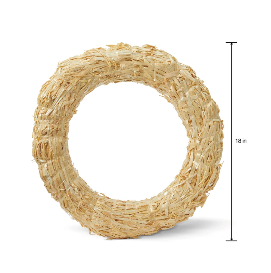 18" Clear-Wrapped Decorative Straw Wreath Form