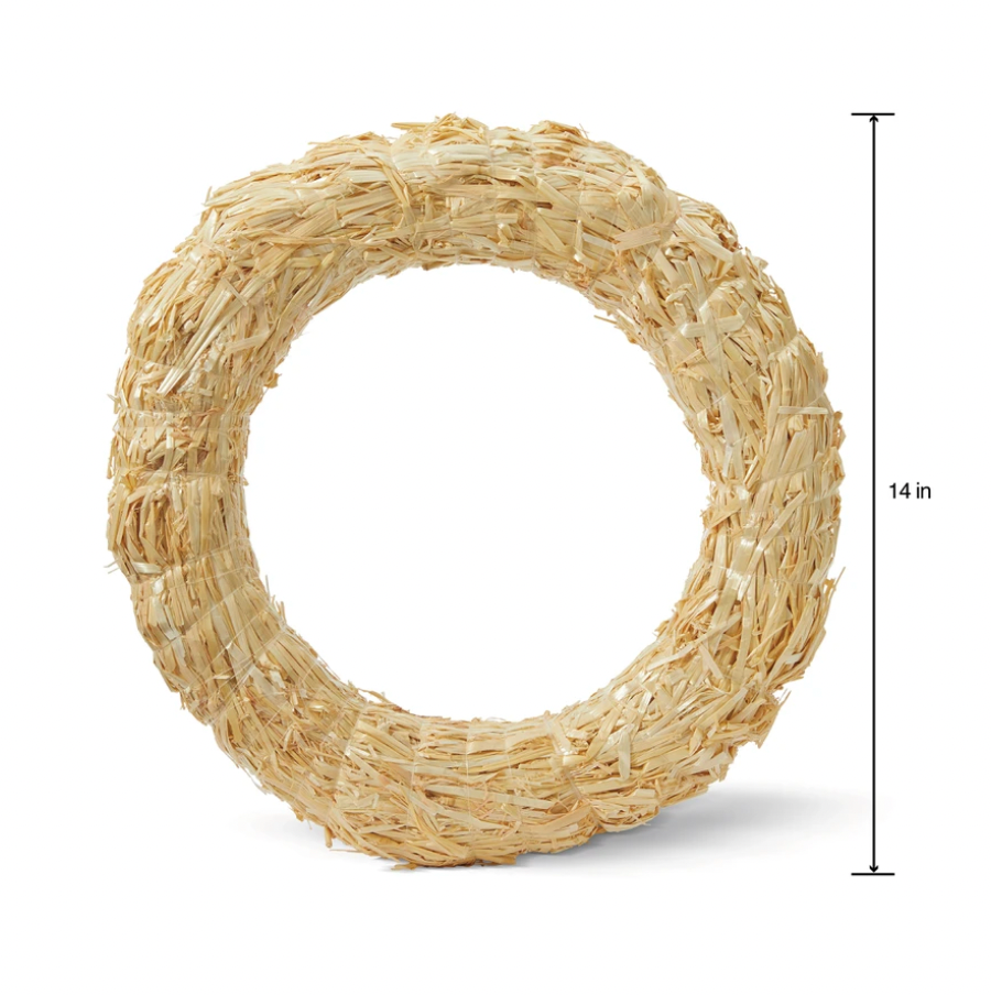 14" Clear-Wrapped Decorative Straw Wreath Form