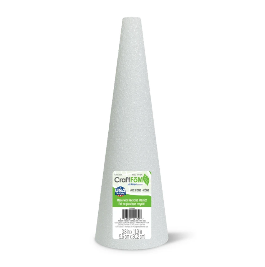 11.9" FloraCraft CraftFōM Cone (White)