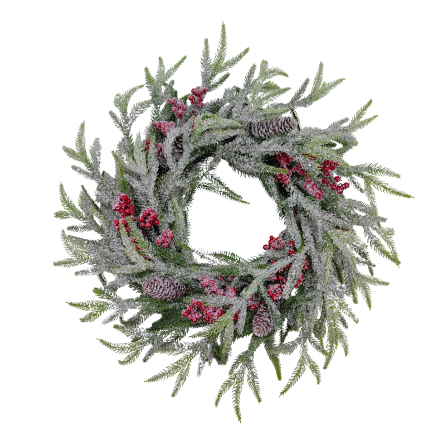 24" Pine Berry Cone Wreath