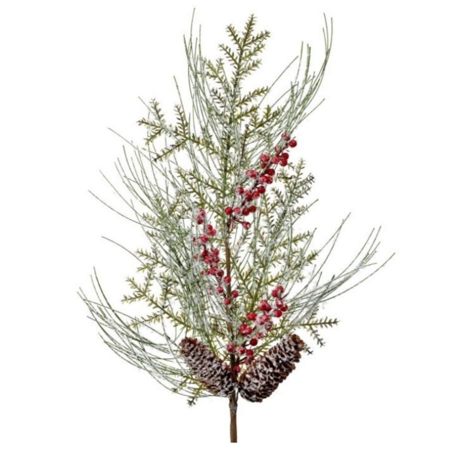 33" Frosted Long Needle Wp Berry Spray