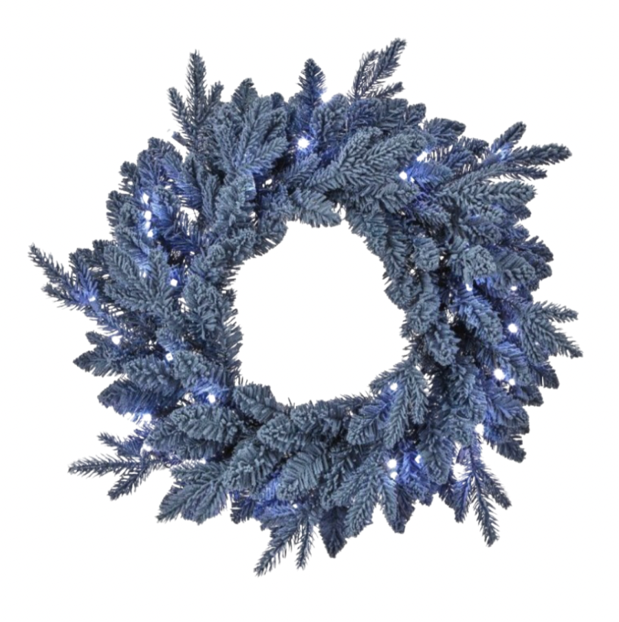 24" Led Blue Bavarian Wreath