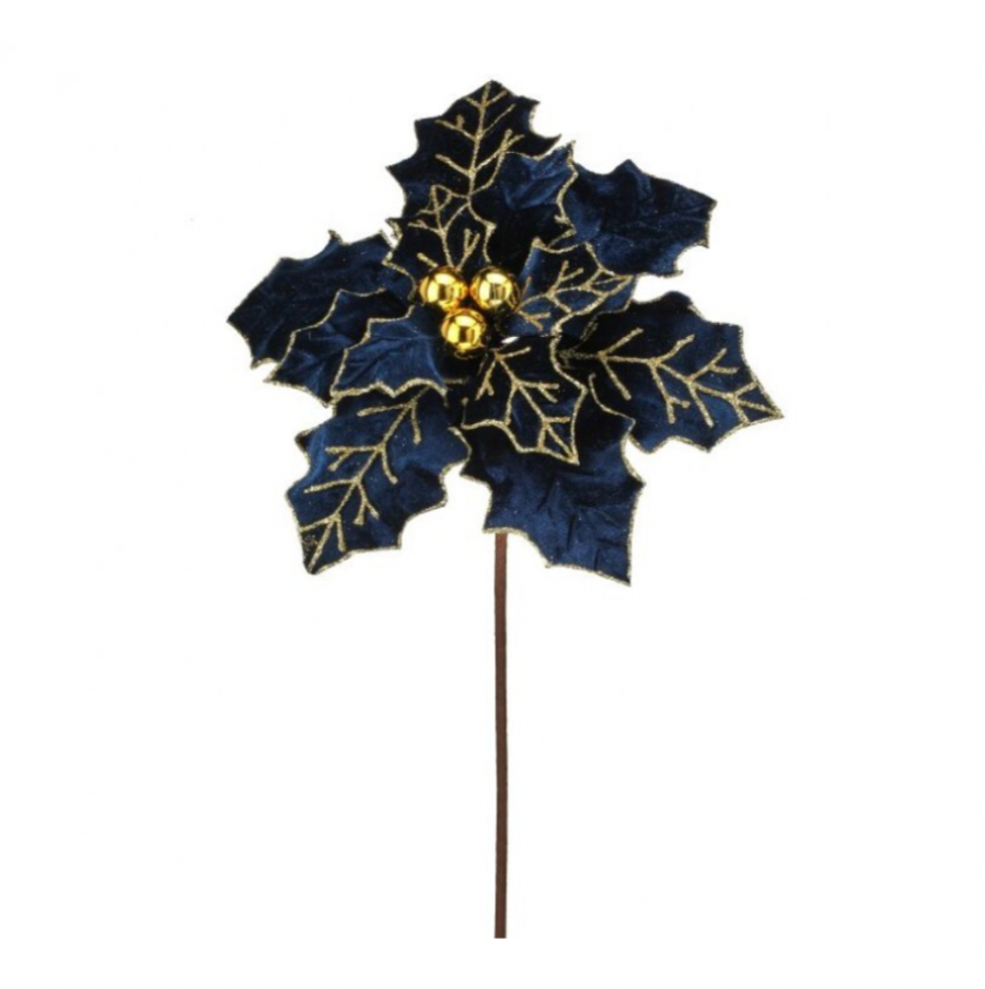 22" Royalty Poinsettia Stem (Dark Blue)