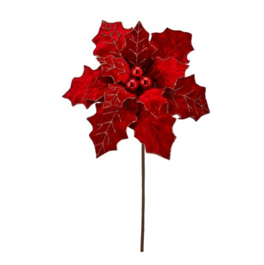 22" Royalty Poinsettia Stem (Red)