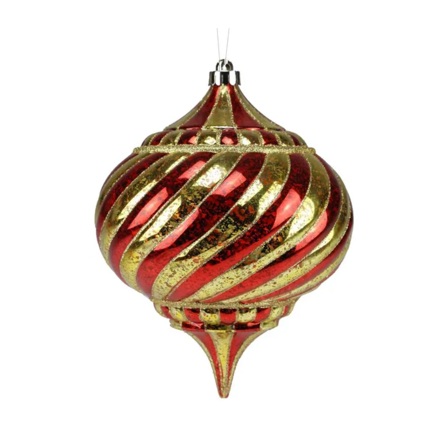 200Mm Antique Swirl/Stripe Onion Orn