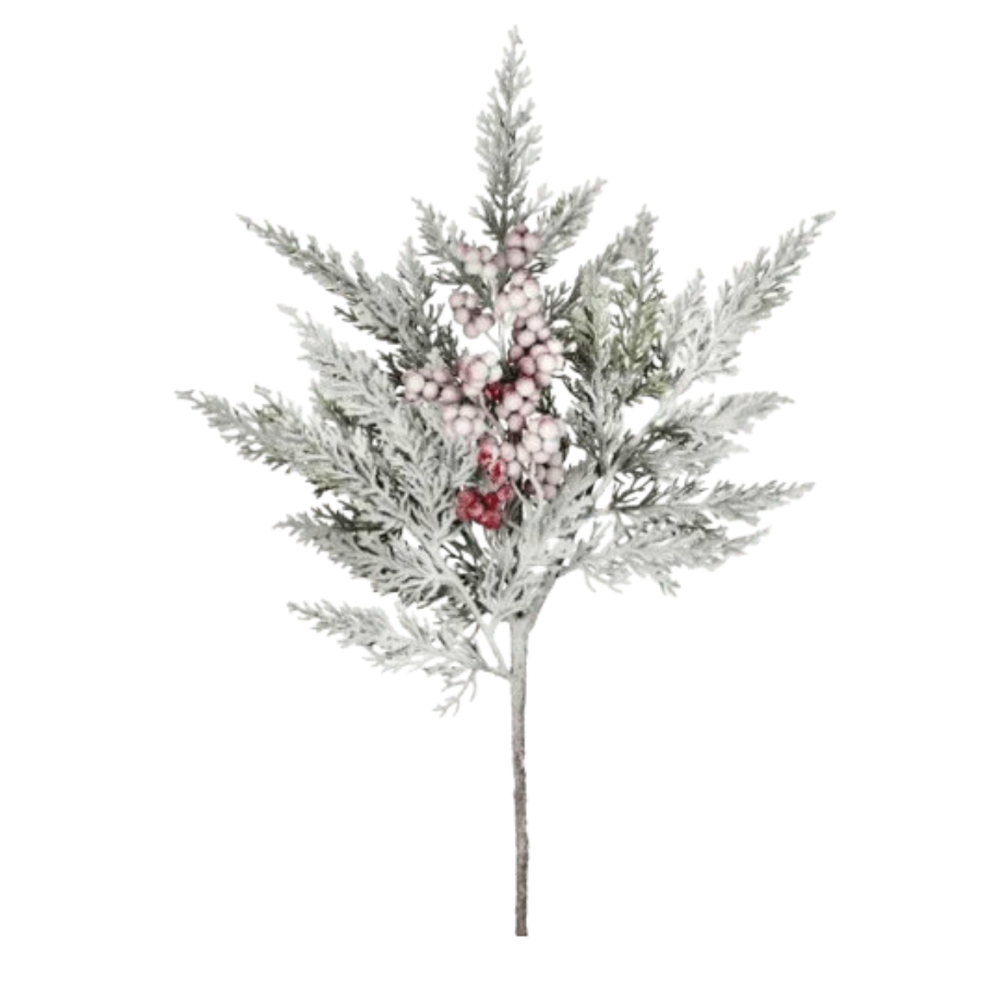 16" Snowy Cedar W/Berry Pick
