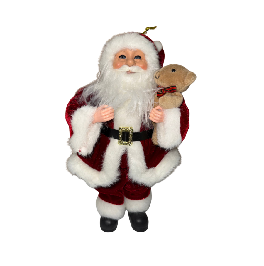 12" Old St Nick Santa W/Bear Ornament