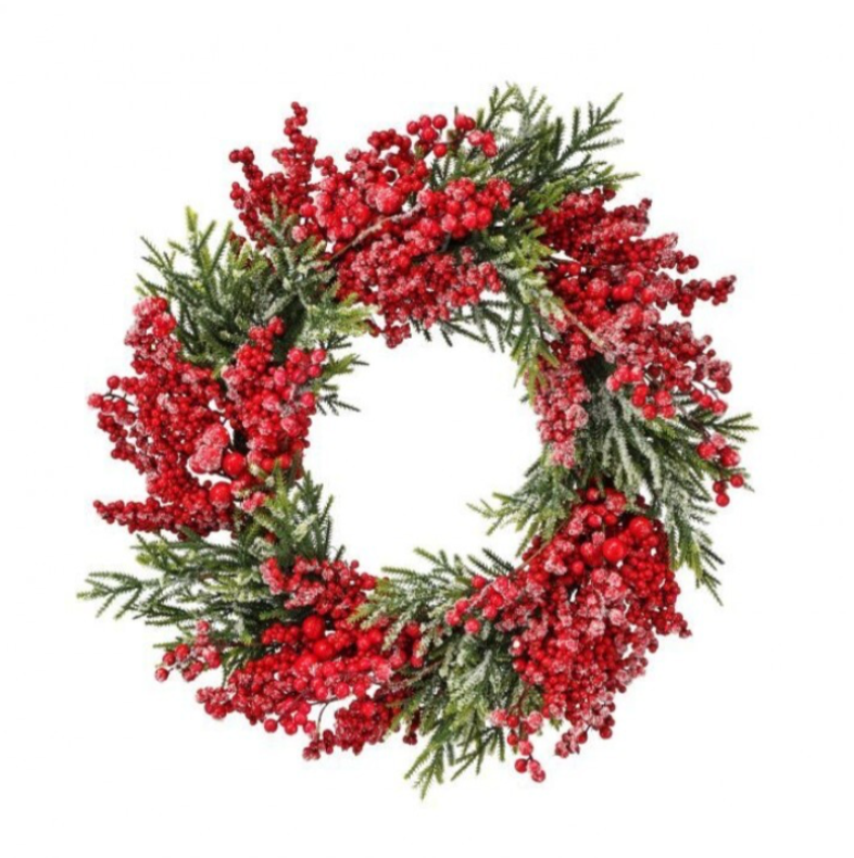 24" Frosted Wp Berry Mini Spruce Wreath
