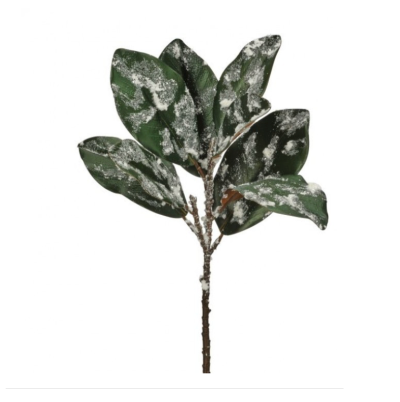 20" Snow Glitter Magnolia Spray