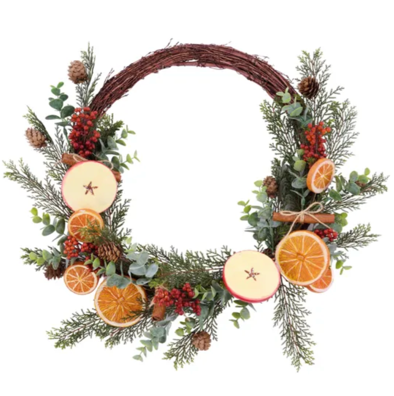 24"Dia Apple/Orange Mini Pinecone Wreath