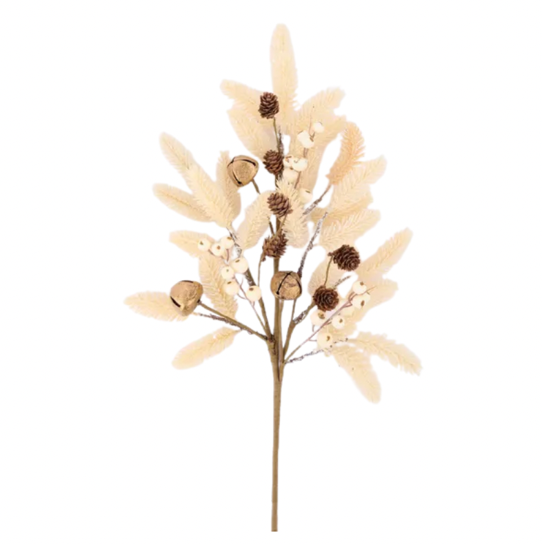 28"L Glitter Pine/Berry/Bell Spray