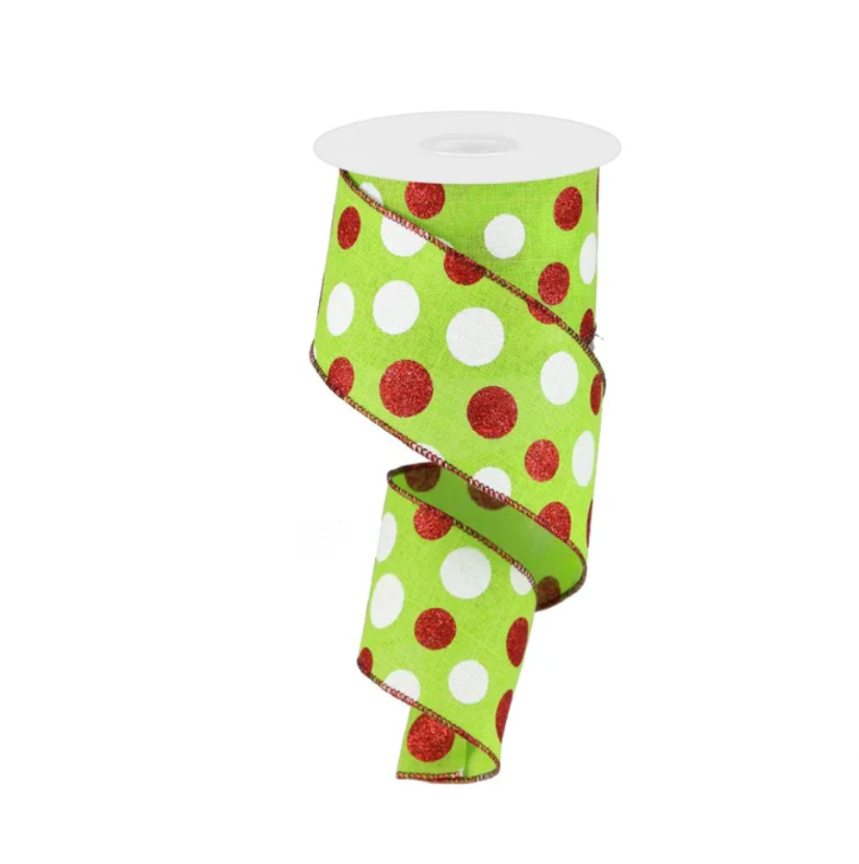 2.5" x 10yd Three Sized Glitter Dot/Royal