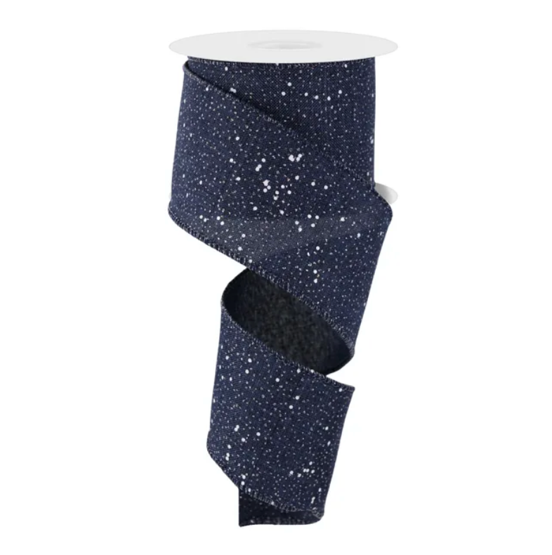2.5" x 10yd Multi Snow Glitter On Royal (Navy)