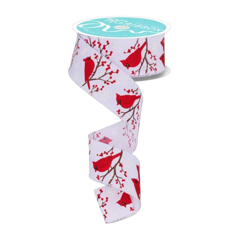 1.5" x 10yd Cardinal/Snowflake/Berry