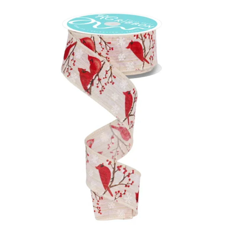 1.5" x 10yd Cardinal/Snowflake/Berry