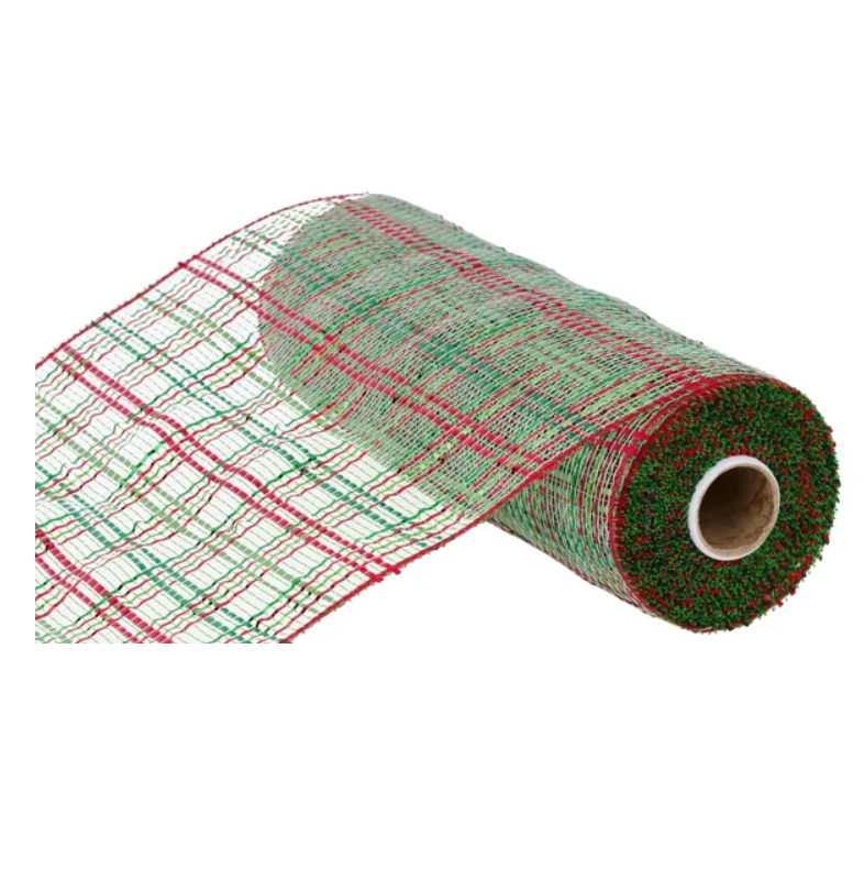 10" x 10yd Vertical Foil Plaid Mesh
