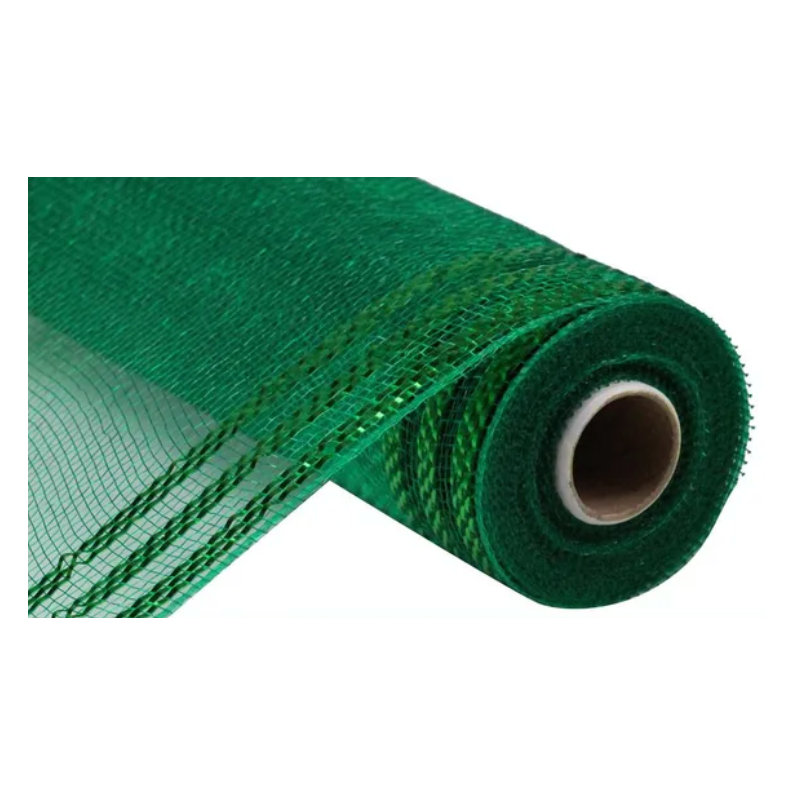 10" x 10yd Border Stripe Metallic Mesh