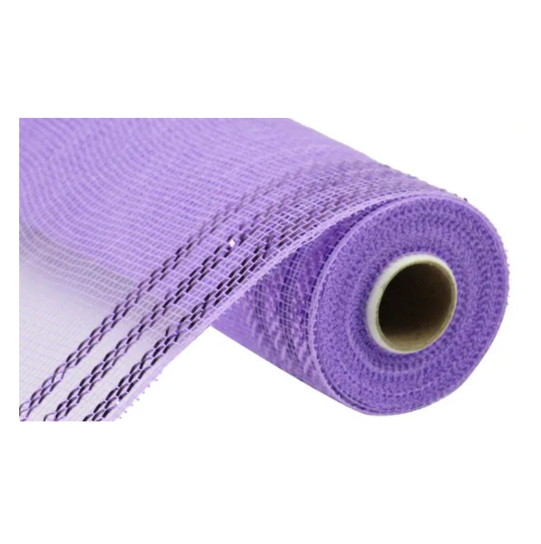 10" x 10yd Border Stripe Metallic Mesh (Lavender)