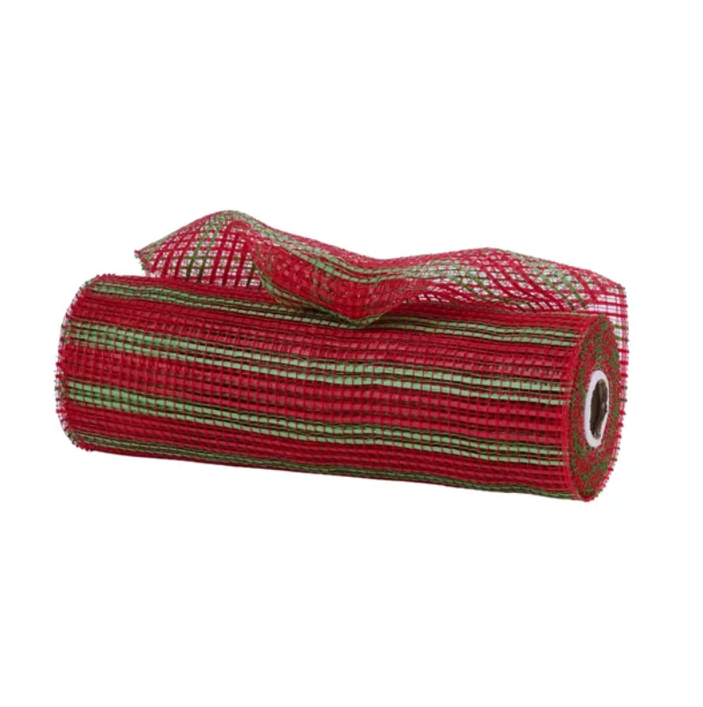 10" x 10yd Horizontal Wide Stripe Mesh (Red/Lime Green)
