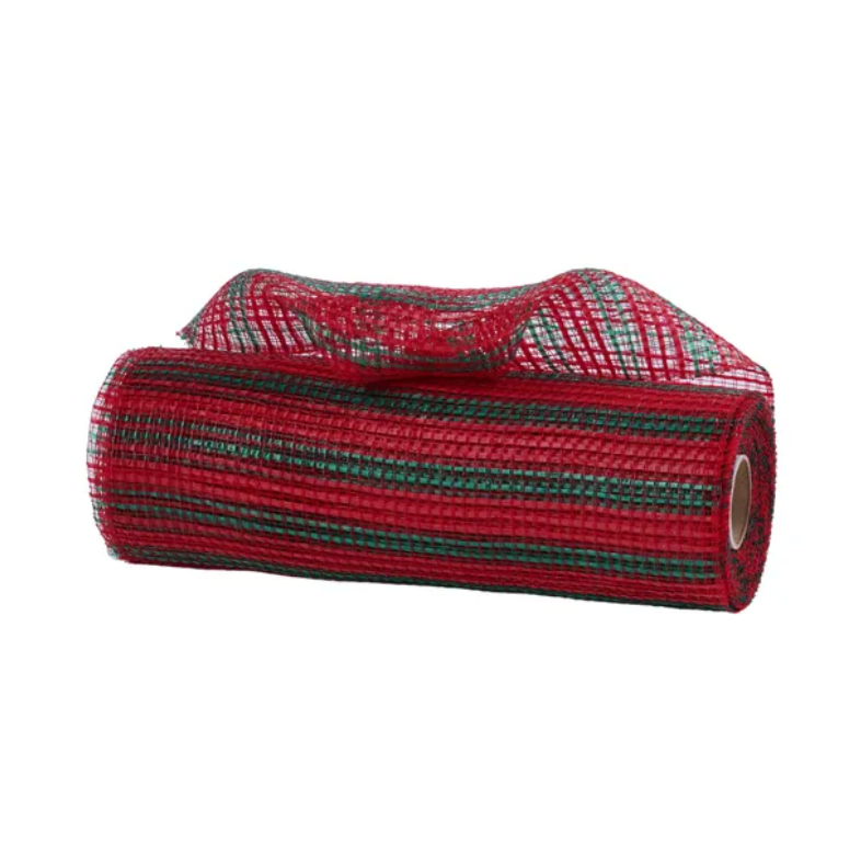 10" x 10yd Horizontal Wide Stripe Mesh (Red/Emerald)