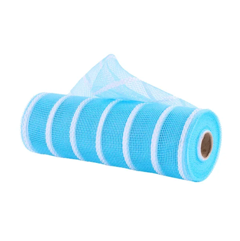 10" x 10yd Vertical Wide Stripe Mesh (Turquoise/White)