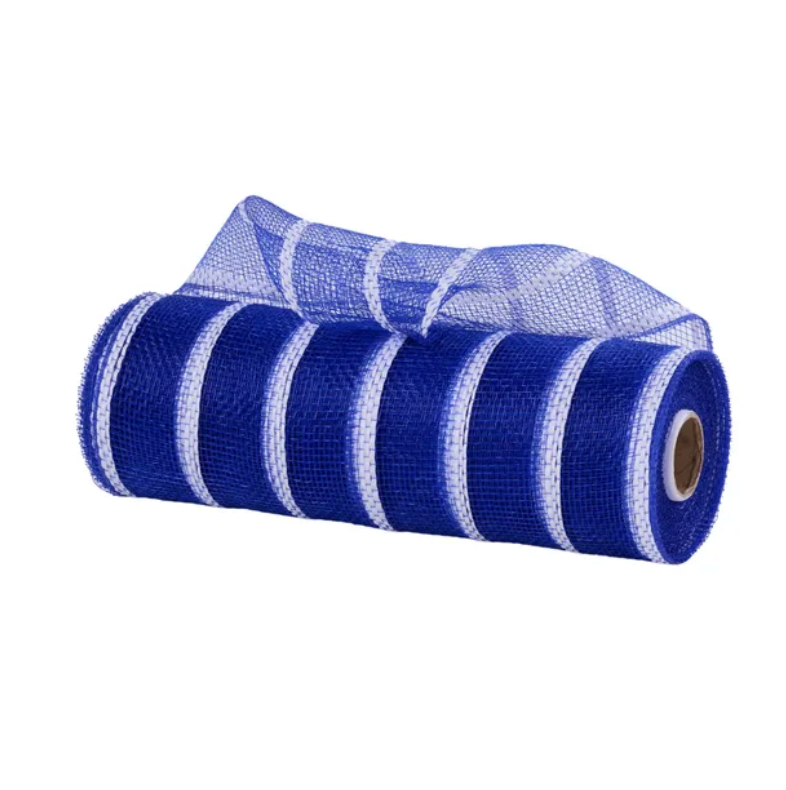 10" x 10yd Vertical Wide Stripe Mesh (Royal Blue/White)