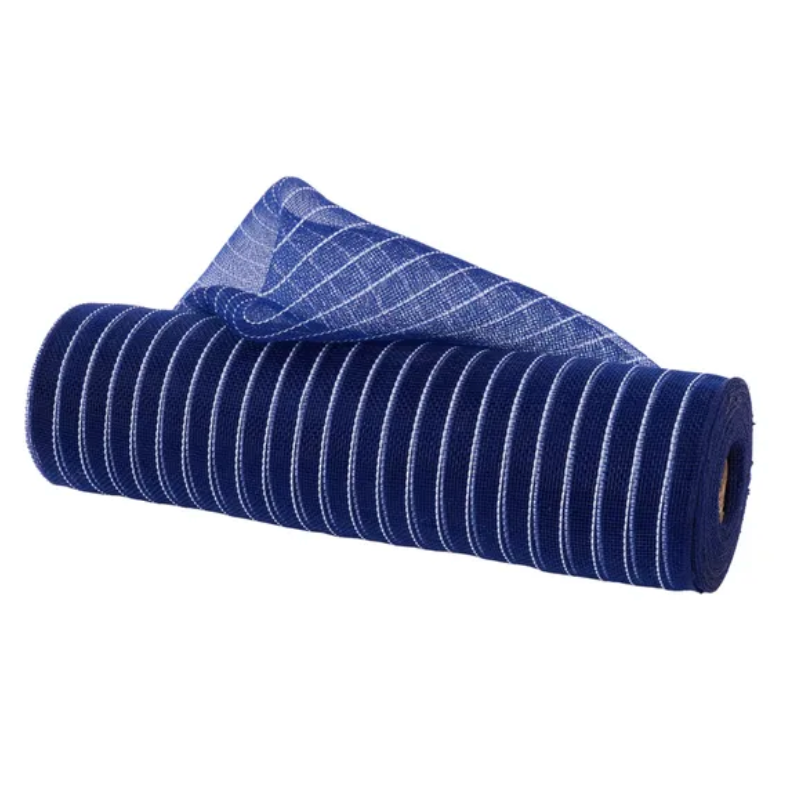 10.25" x 10yd Fine Weave Metallic Mesh (Navy Blue/White)