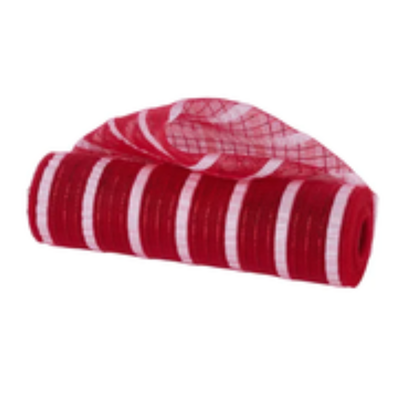10.25" x 10yd Fine Weave x Foil Stripe (Red/White)