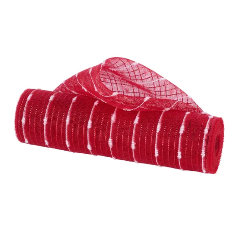 10.25" x 10yd Fine Weave Snowball Mesh (Red/White)