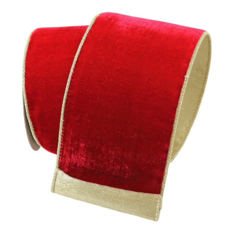 2.5" X 10YD Flashy Velvet (Red/Gold) Farrisilk